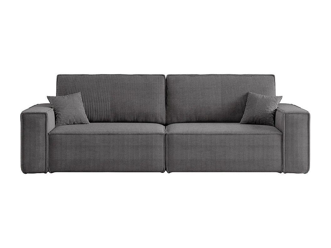 Canapé droit 3 places FARAH convertible en velours côtelé - Gris