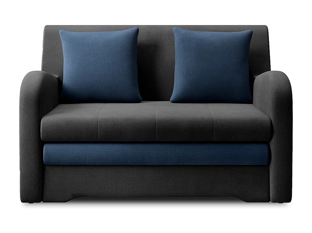 Canapé convertible 2 places SELMA en tissu - Gris/Bleu