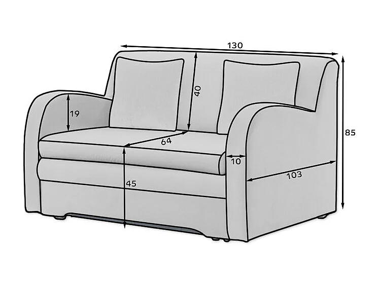 Canapé convertible 2 places SELMA en tissu - Gris/Bleu