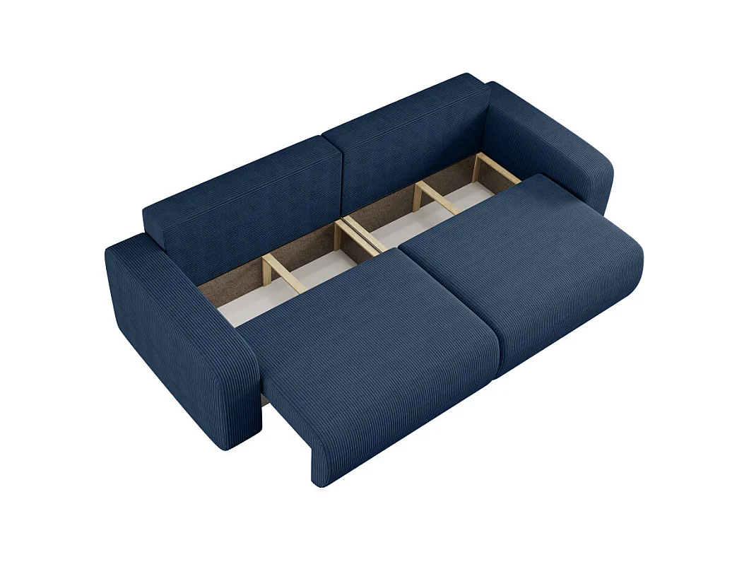 Canapé droit 3 places ALYA convertible en velours côtelé - Bleu foncé