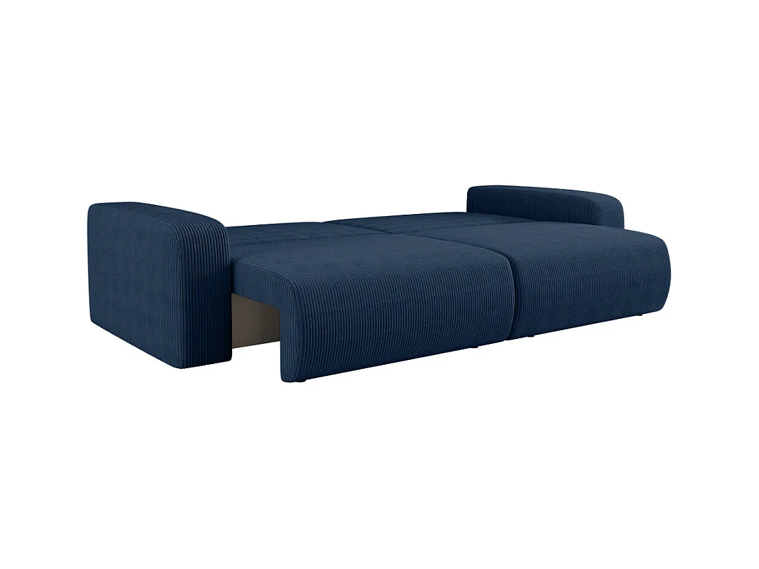 Canapé droit 3 places ALYA convertible en velours côtelé - Bleu foncé