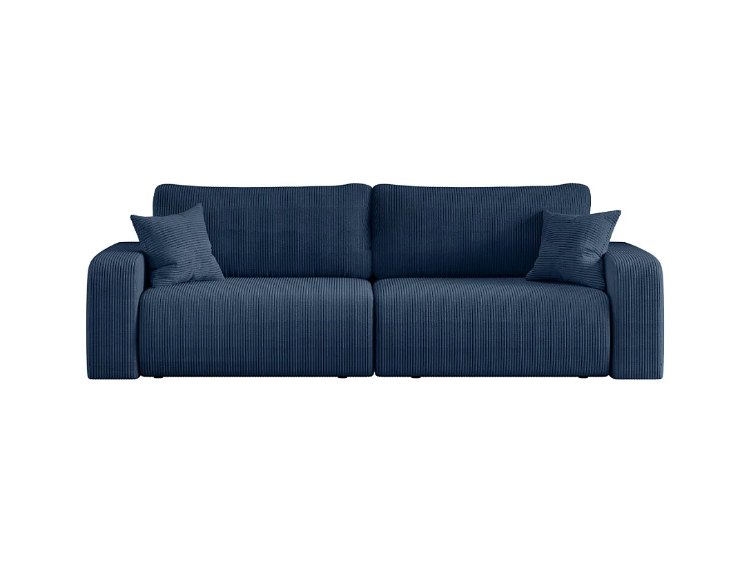 Canapé droit 3 places ALYA convertible en velours côtelé - Bleu foncé