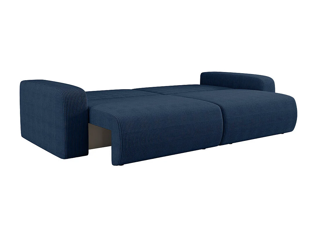 Canapé droit 3 places ALYA convertible en velours côtelé - Bleu foncé
