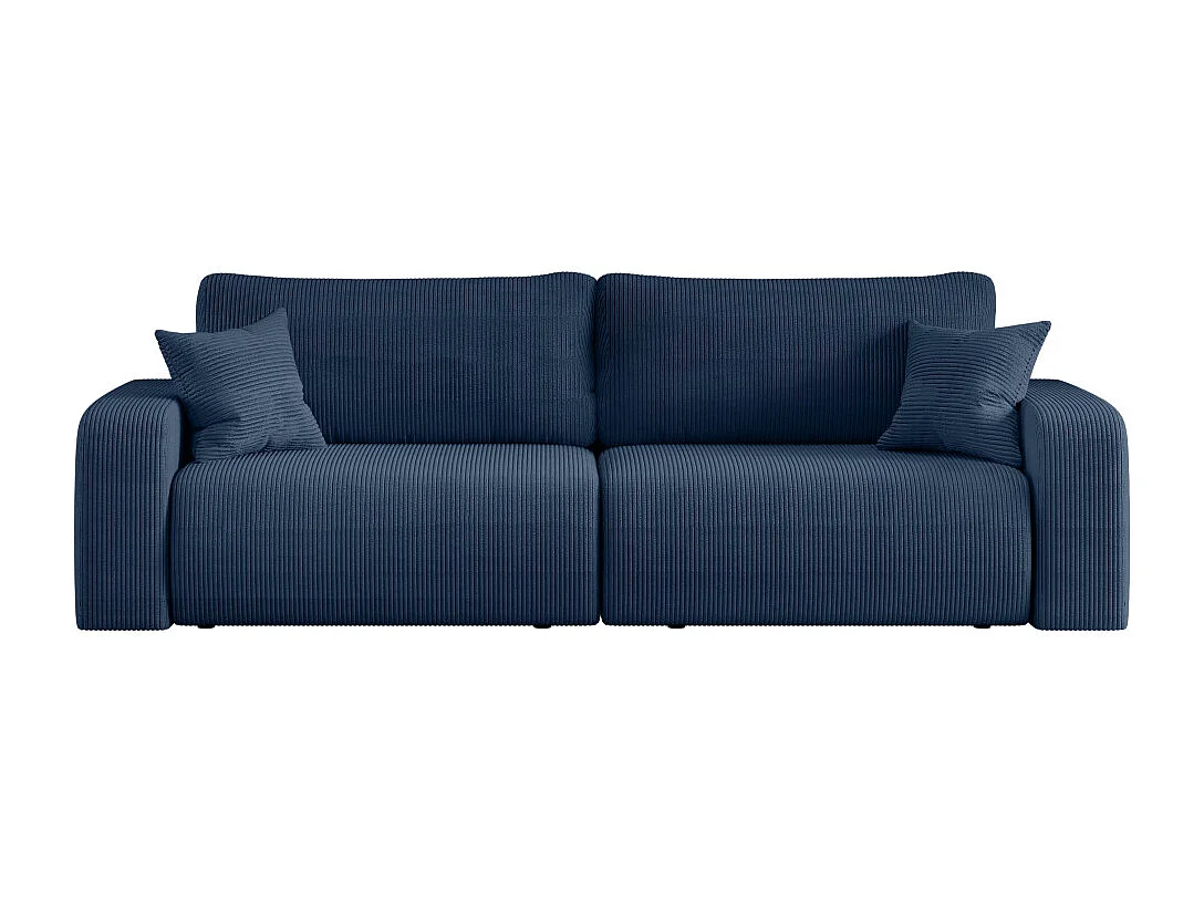 Canapé droit 3 places ALYA convertible en velours côtelé - Bleu foncé