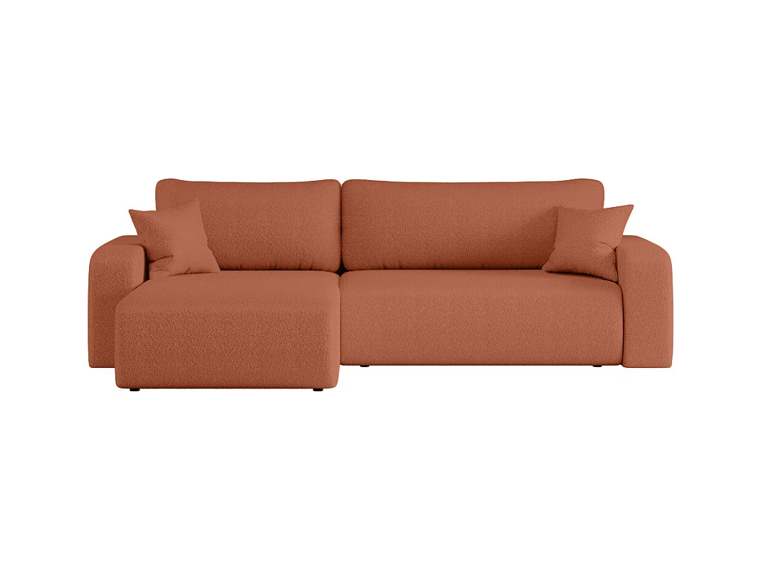 Canapé ALYA d'angle max réversible et convertible 5 places en tissu bouclette - Terracotta