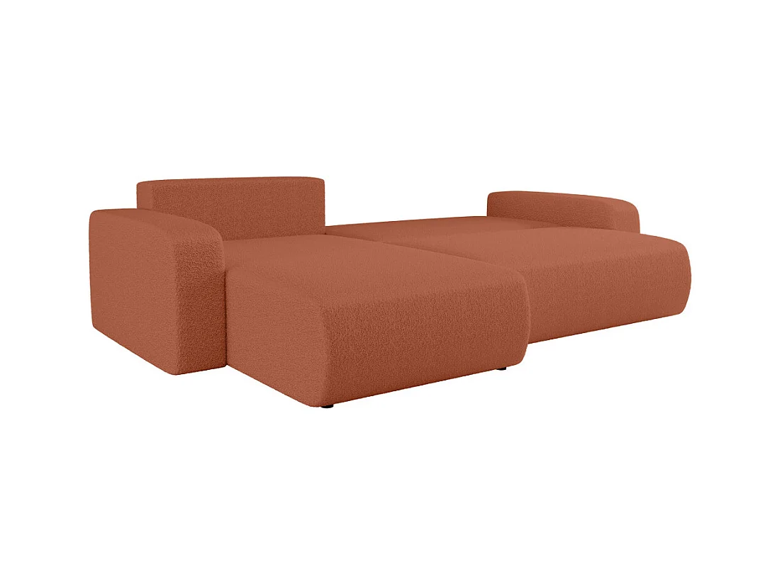 Canapé ALYA d'angle max réversible et convertible 5 places en tissu bouclette - Terracotta