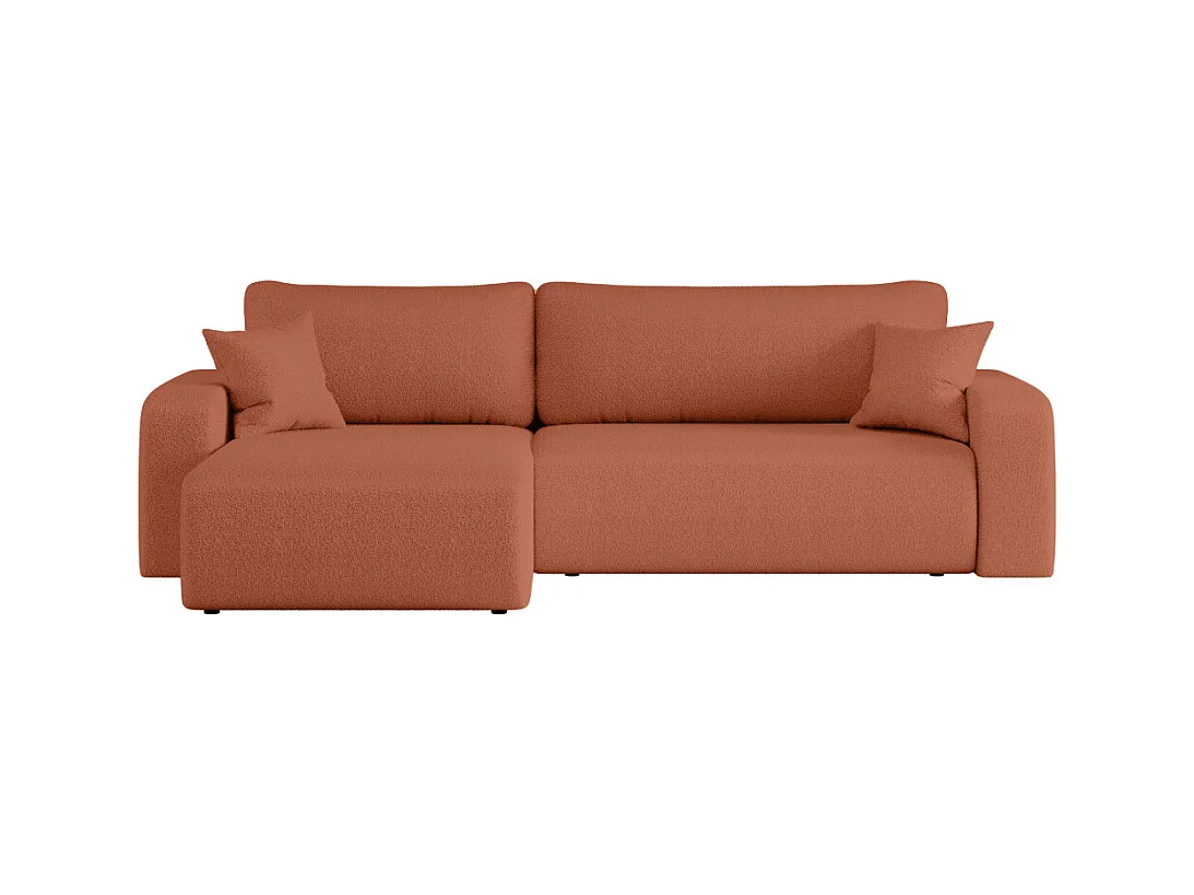 Canapé ALYA d'angle max réversible et convertible 5 places en tissu bouclette - Terracotta
