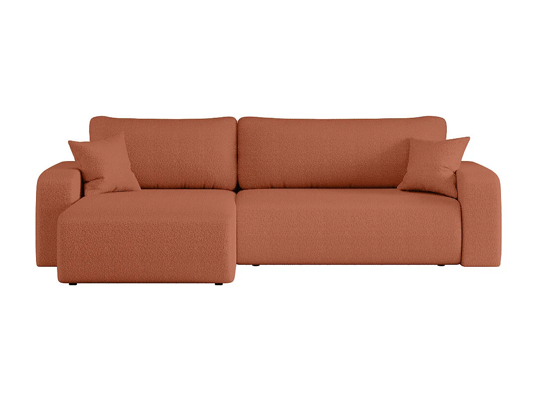 Canapé ALYA d'angle max réversible et convertible 5 places en tissu bouclette - Terracotta