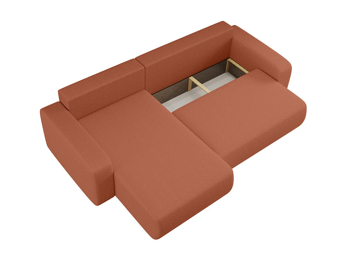 Canapé ALYA d'angle max réversible et convertible 5 places en tissu bouclette - Terracotta