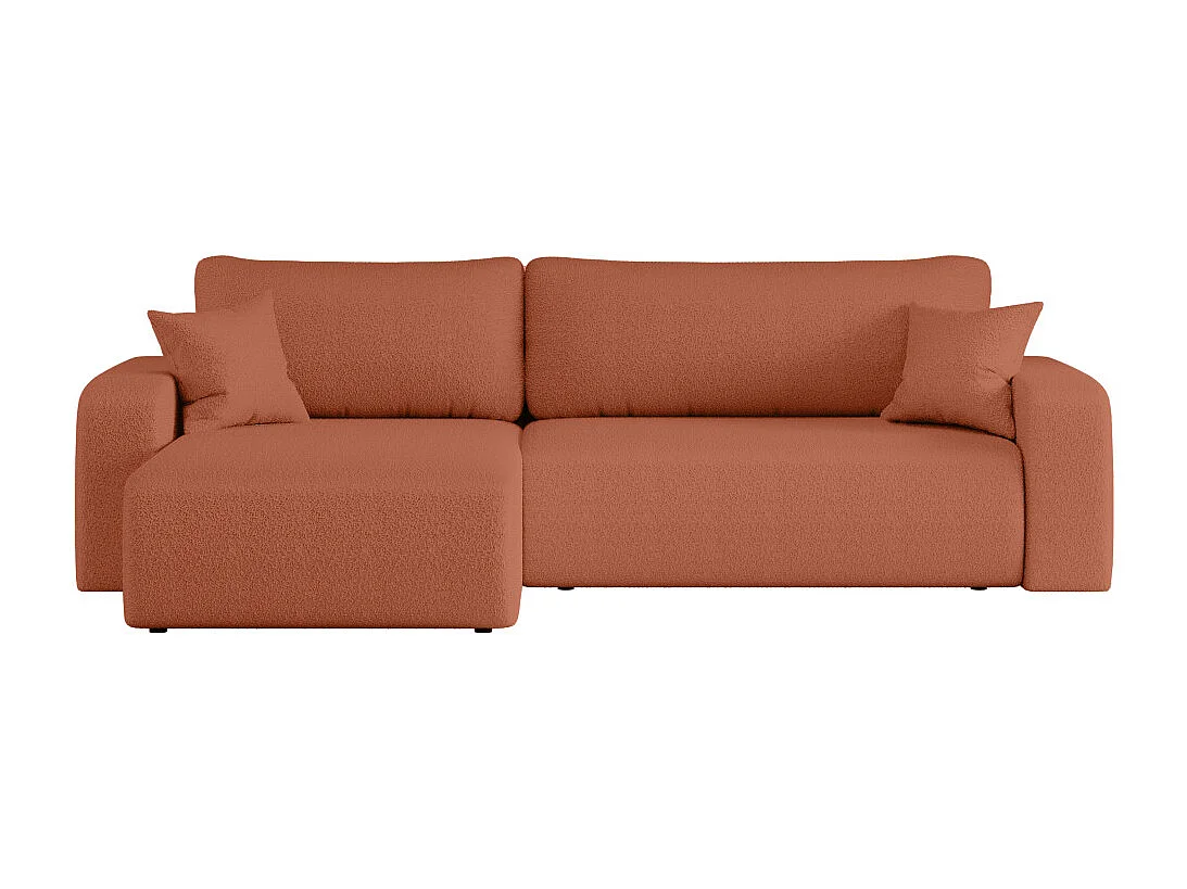 Canapé ALYA d'angle max réversible et convertible 5 places en tissu bouclette - Terracotta