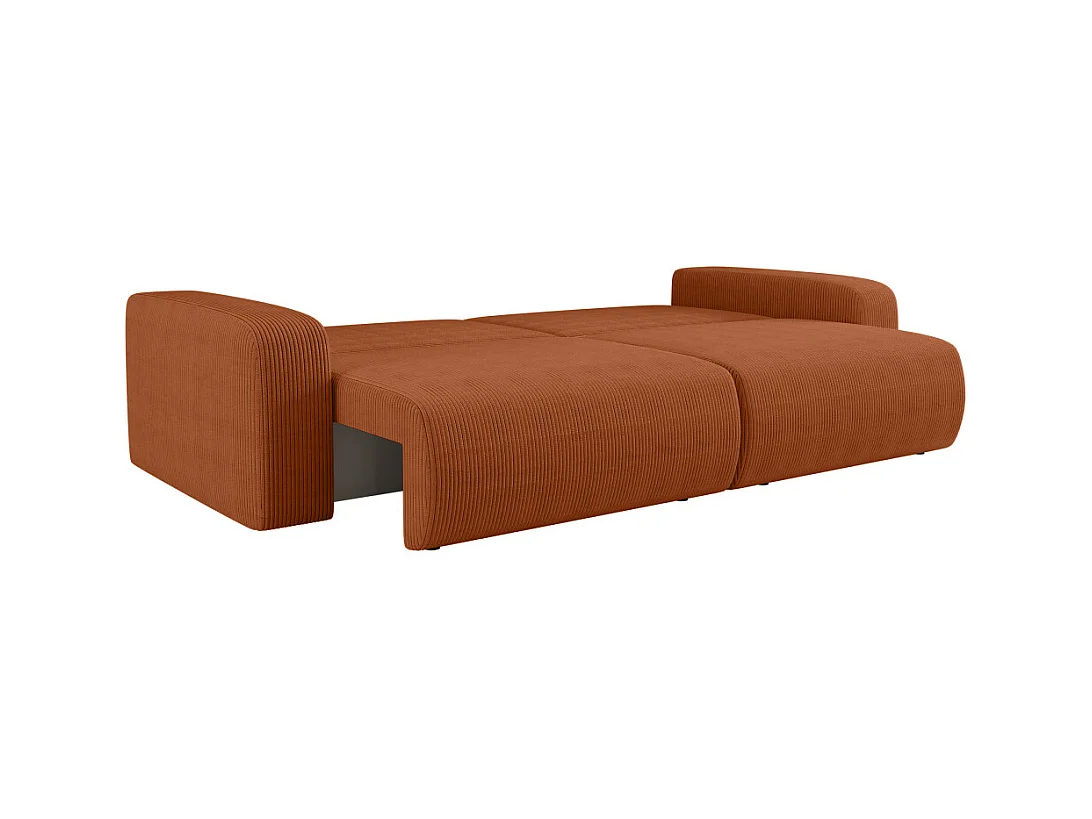 Canapé droit 3 places ALYA convertible en velours côtelé - Terracotta