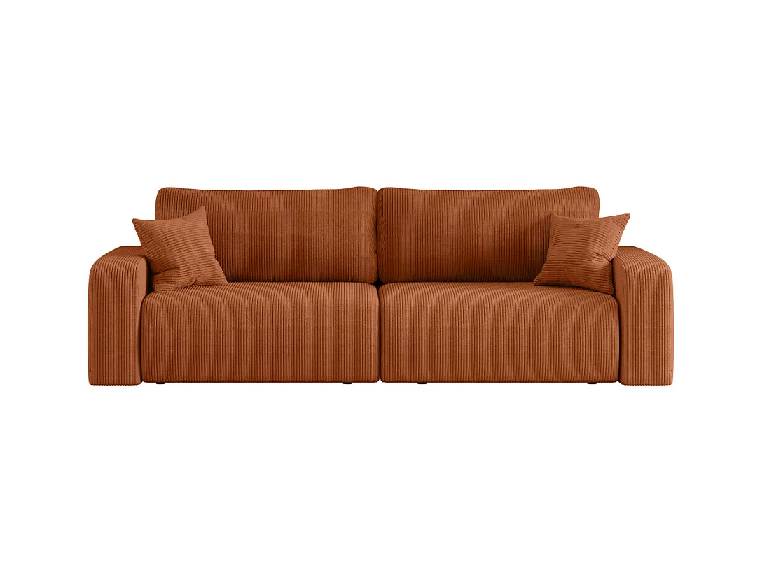 Canapé droit 3 places ALYA convertible en velours côtelé - Terracotta