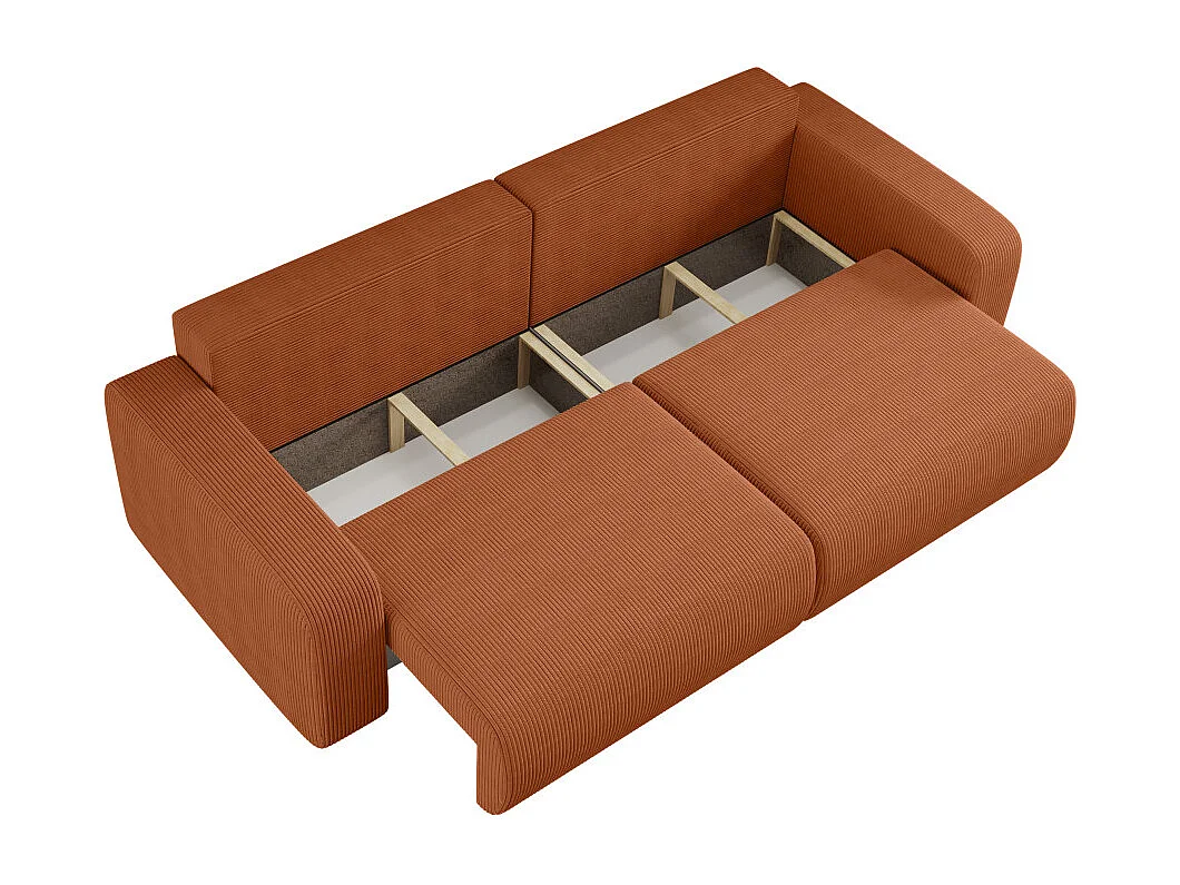 Canapé droit 3 places ALYA convertible en velours côtelé - Terracotta