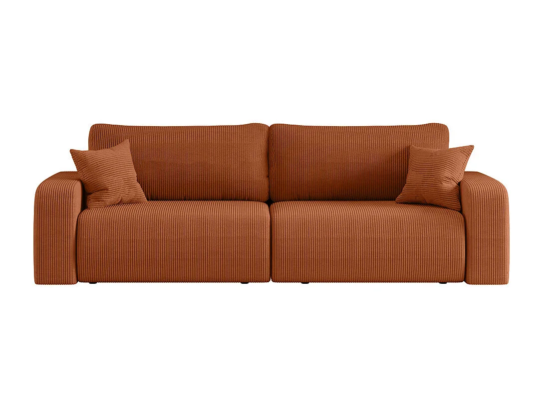 Canapé droit 3 places ALYA convertible en velours côtelé - Terracotta