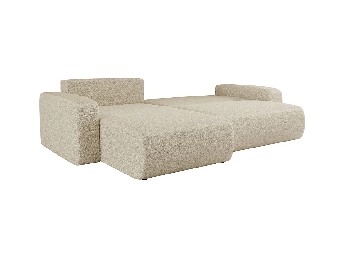 Canapé ALYA d'angle max réversible et convertible 5 places en tissu bouclette - Beige