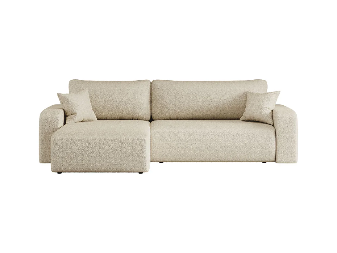 Canapé ALYA d'angle max réversible et convertible 5 places en tissu bouclette - Beige
