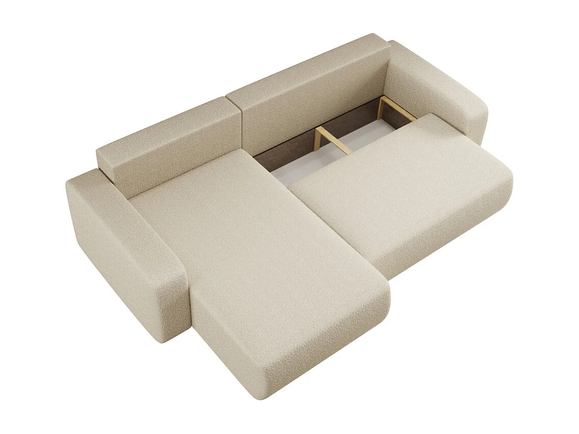 Canapé ALYA d'angle max réversible et convertible 5 places en tissu bouclette - Beige