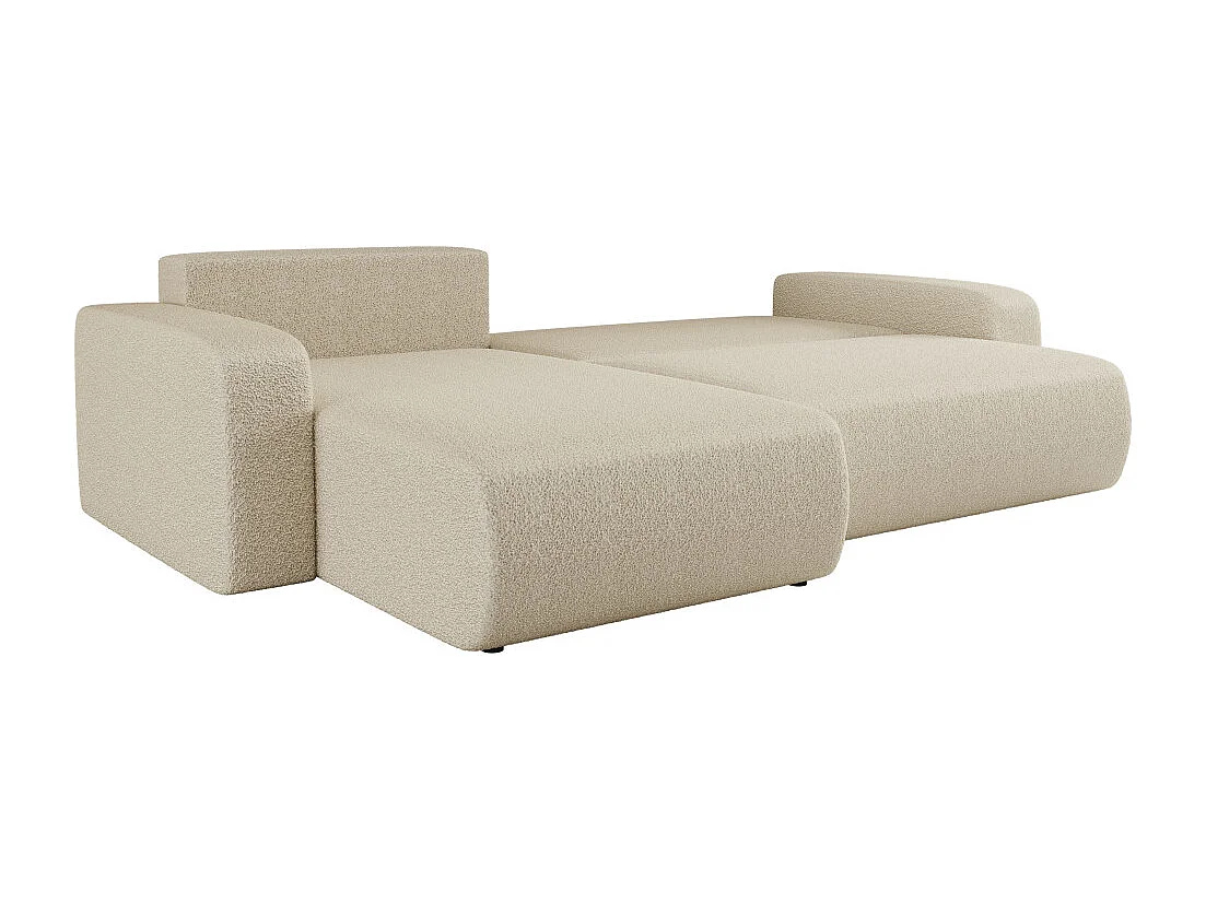 Canapé ALYA d'angle max réversible et convertible 5 places en tissu bouclette - Beige
