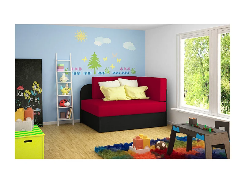 Chauffeuse/Lit enfant ZAYAH en tissu - Rouge