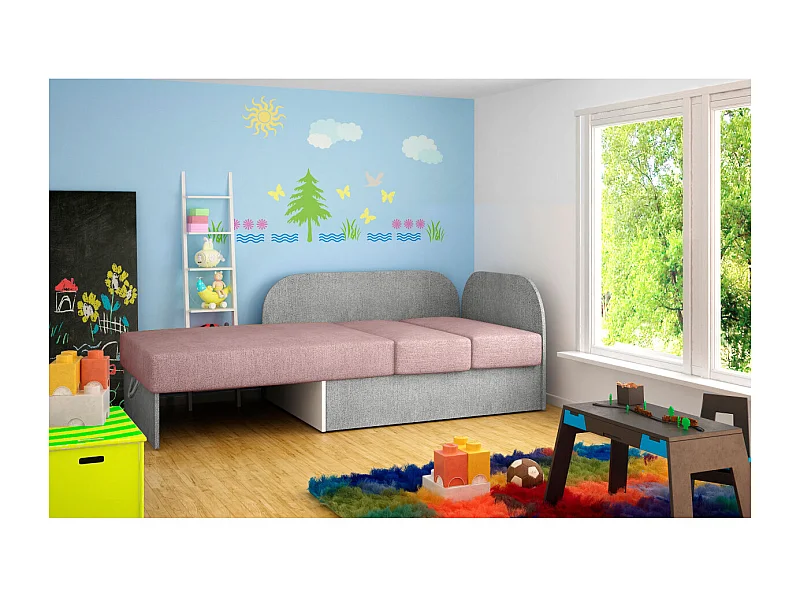 Chauffeuse/Lit enfant ZAYAH en tissu - Rose