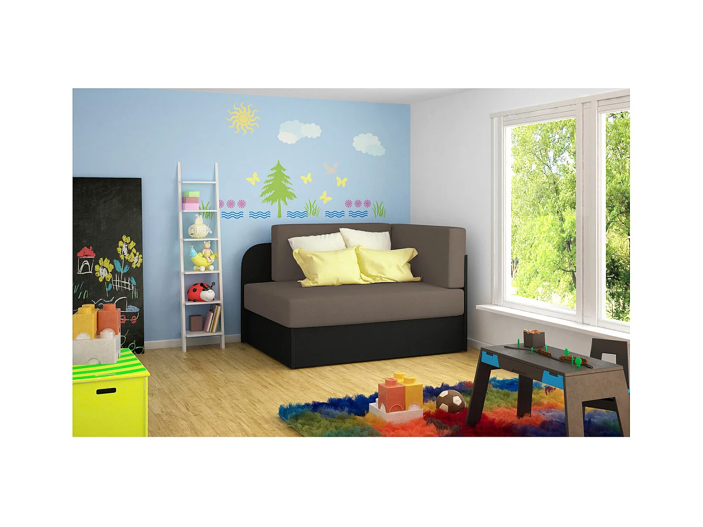 Chauffeuse/Lit enfant ZAYAH en tissu - Taupe