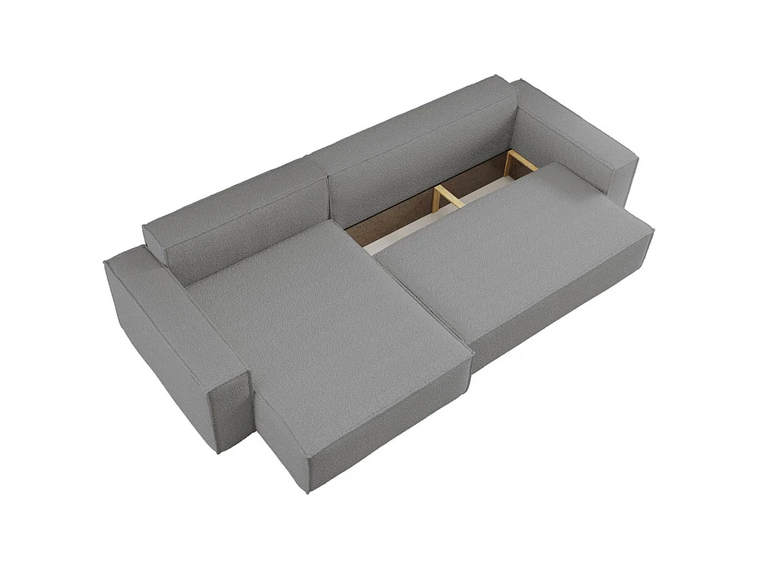 Canapé FARAH d'angle max réversible et convertible 5 places en tissu bouclette - Gris