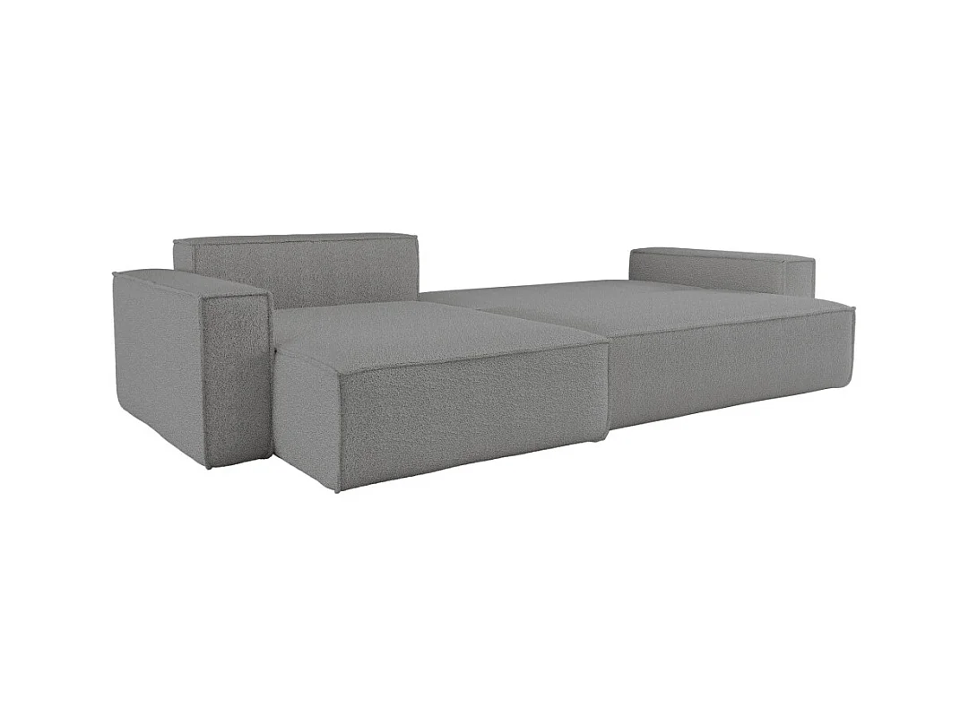 Canapé FARAH d'angle max réversible et convertible 5 places en tissu bouclette - Gris