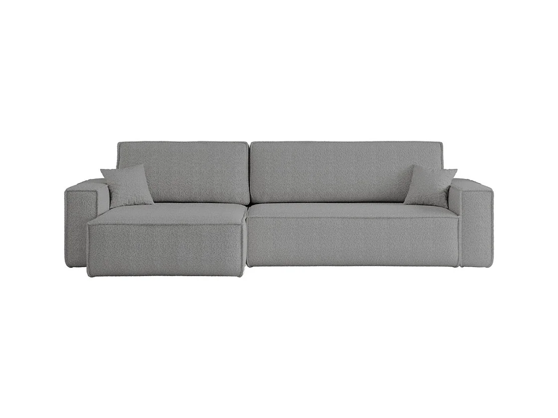Canapé FARAH d'angle max réversible et convertible 5 places en tissu bouclette - Gris