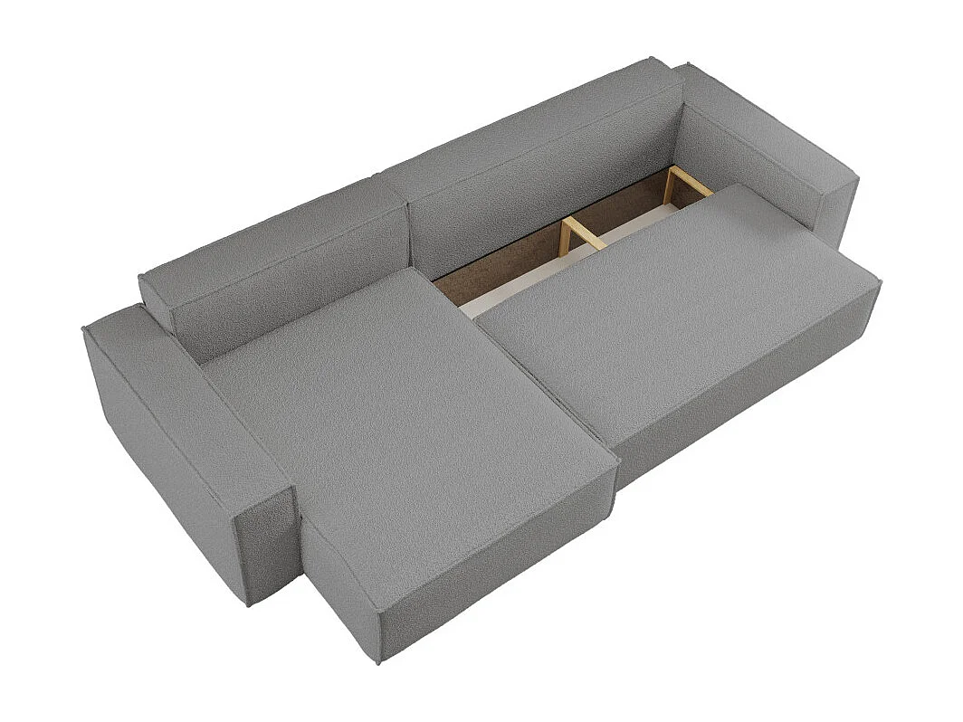 Canapé FARAH d'angle max réversible et convertible 5 places en tissu bouclette - Gris