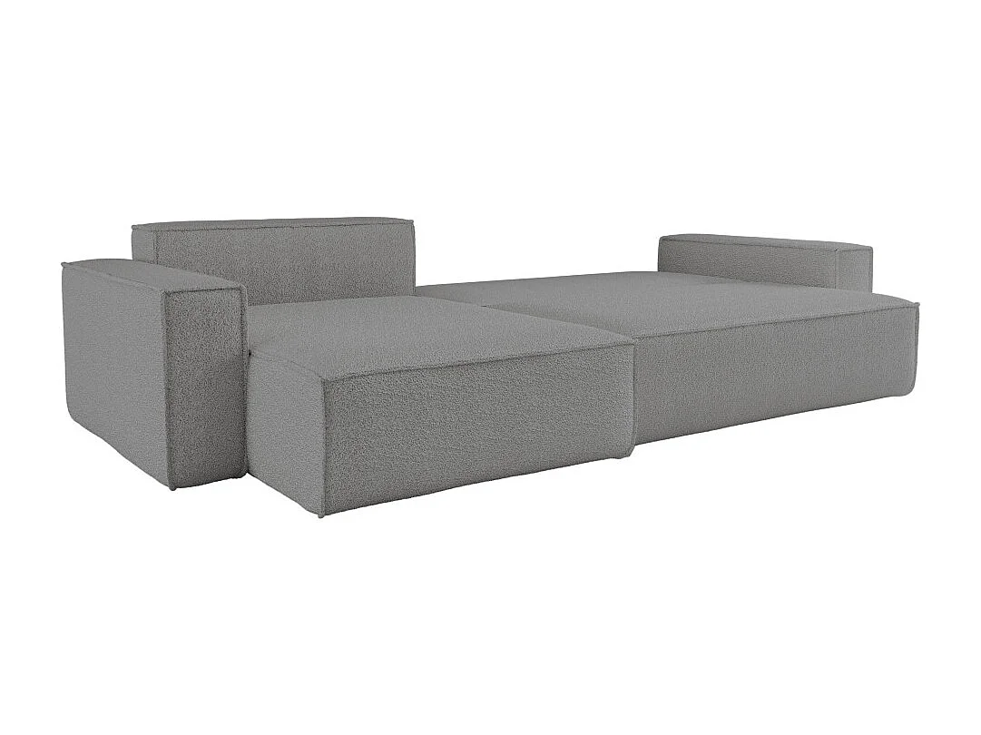 Canapé FARAH d'angle max réversible et convertible 5 places en tissu bouclette - Gris