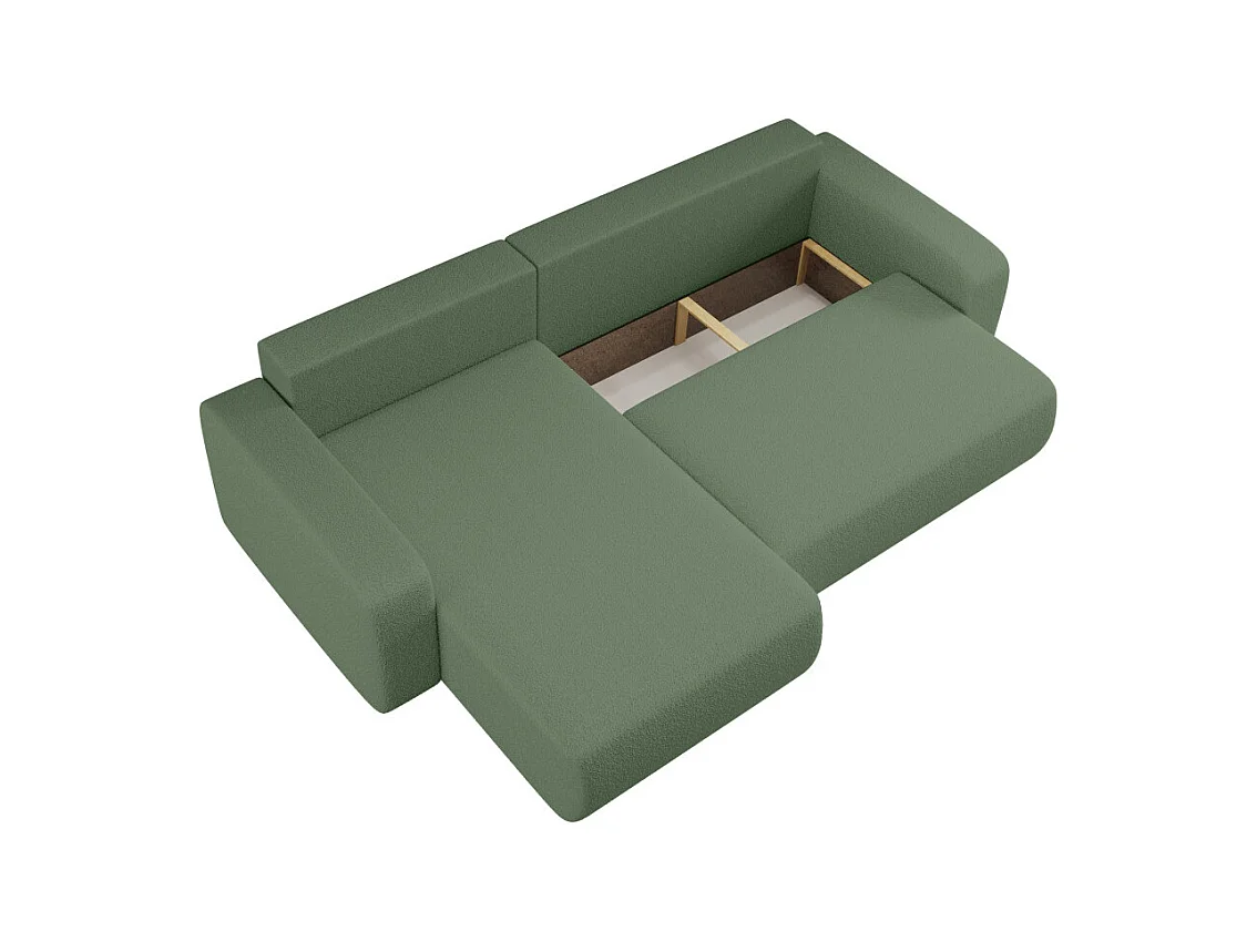 Canapé ALYA d'angle max réversible et convertible 5 places en tissu bouclette - Vert