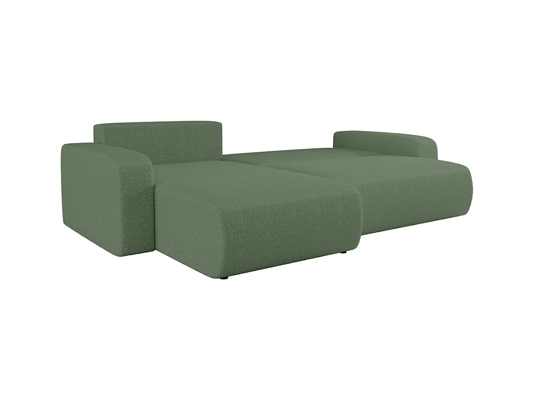 Canapé ALYA d'angle max réversible et convertible 5 places en tissu bouclette - Vert