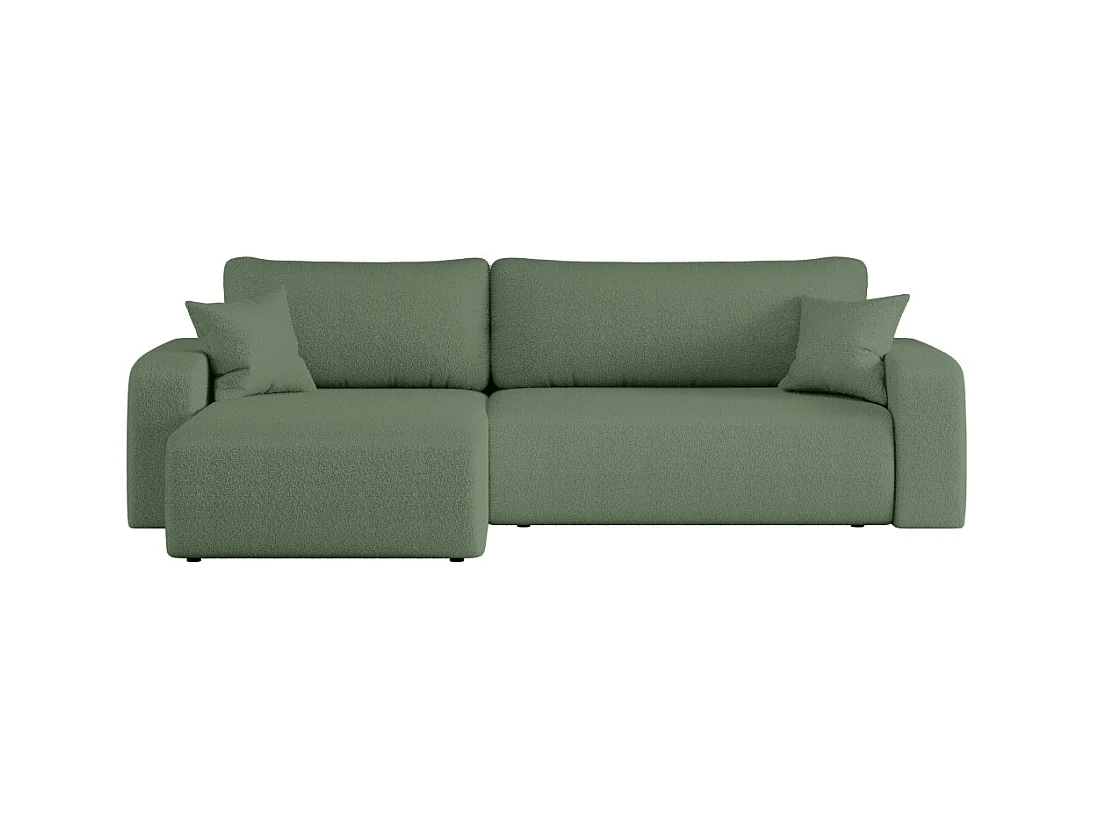 Canapé ALYA d'angle max réversible et convertible 5 places en tissu bouclette - Vert