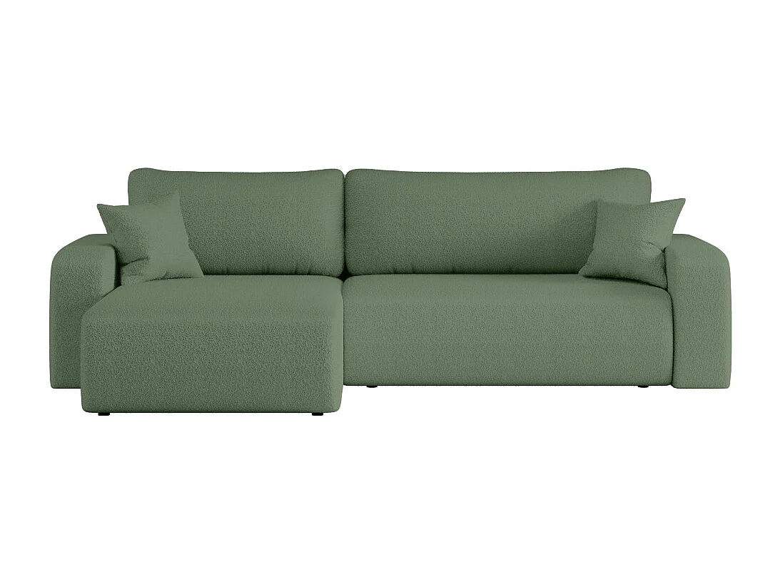 Canapé ALYA d'angle max réversible et convertible 5 places en tissu bouclette - Vert