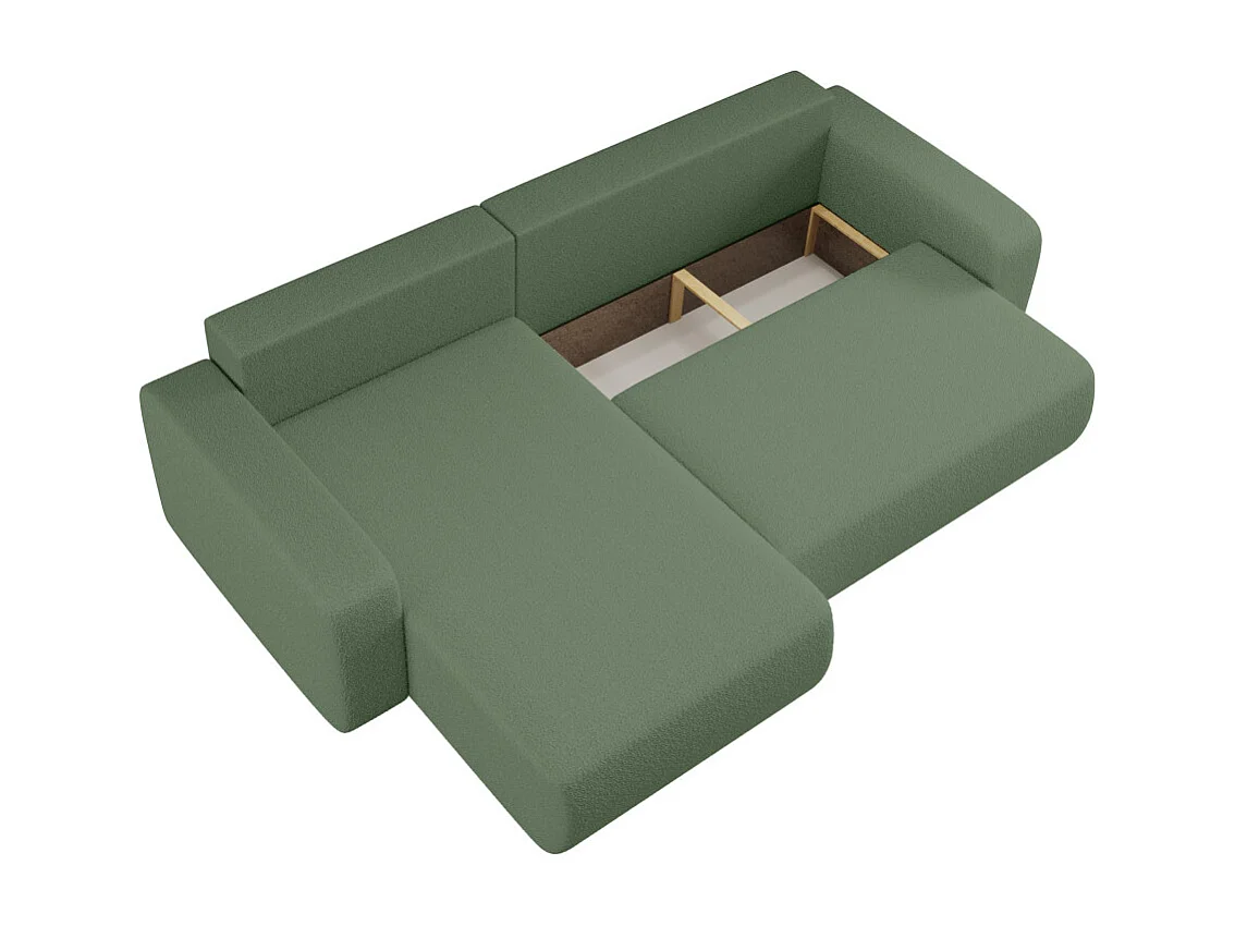 Canapé ALYA d'angle max réversible et convertible 5 places en tissu bouclette - Vert