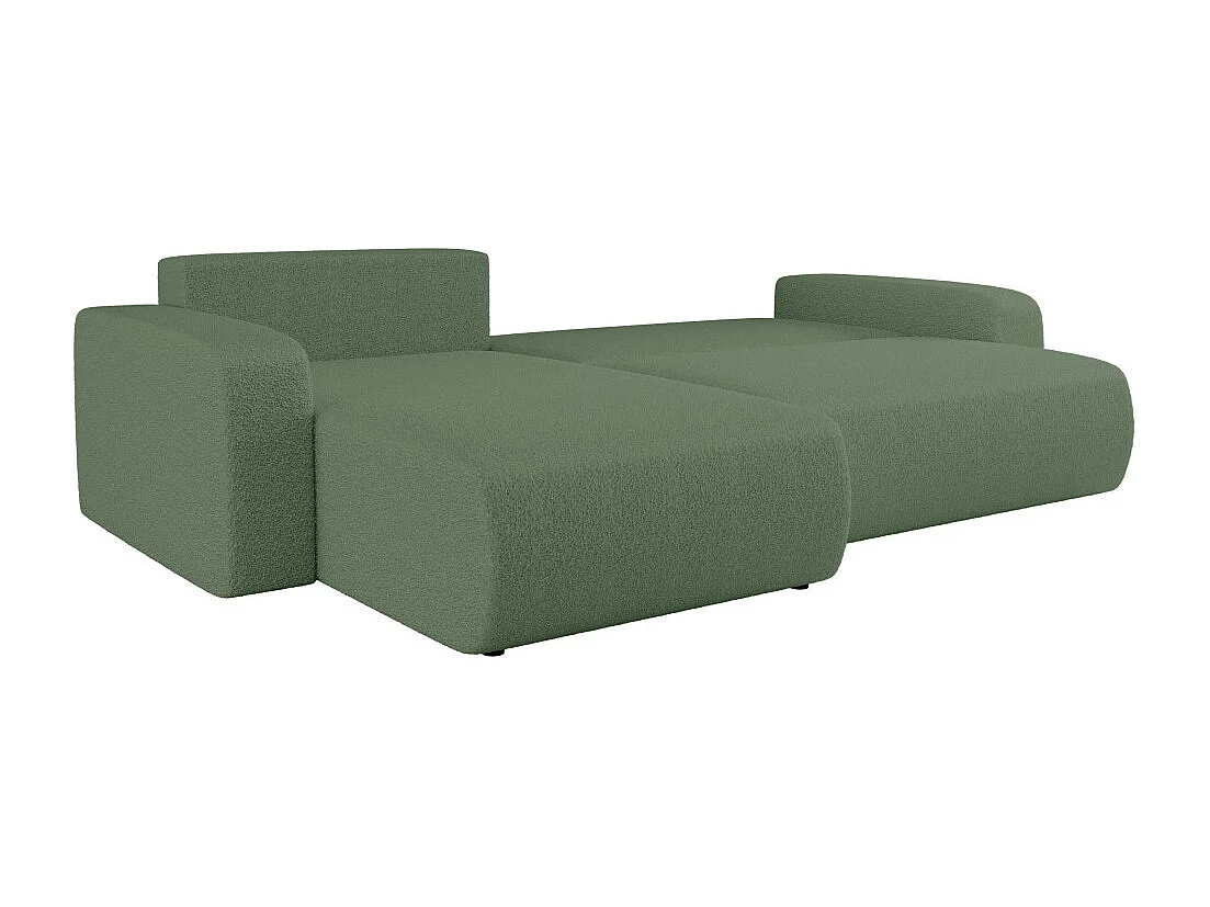 Canapé ALYA d'angle max réversible et convertible 5 places en tissu bouclette - Vert