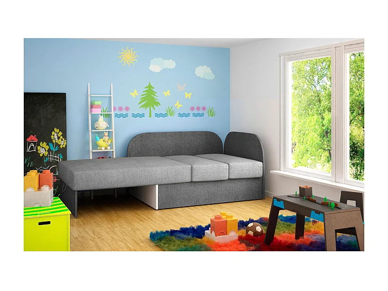 Chauffeuse/Lit enfant ZAYAH en tissu - Gris clair