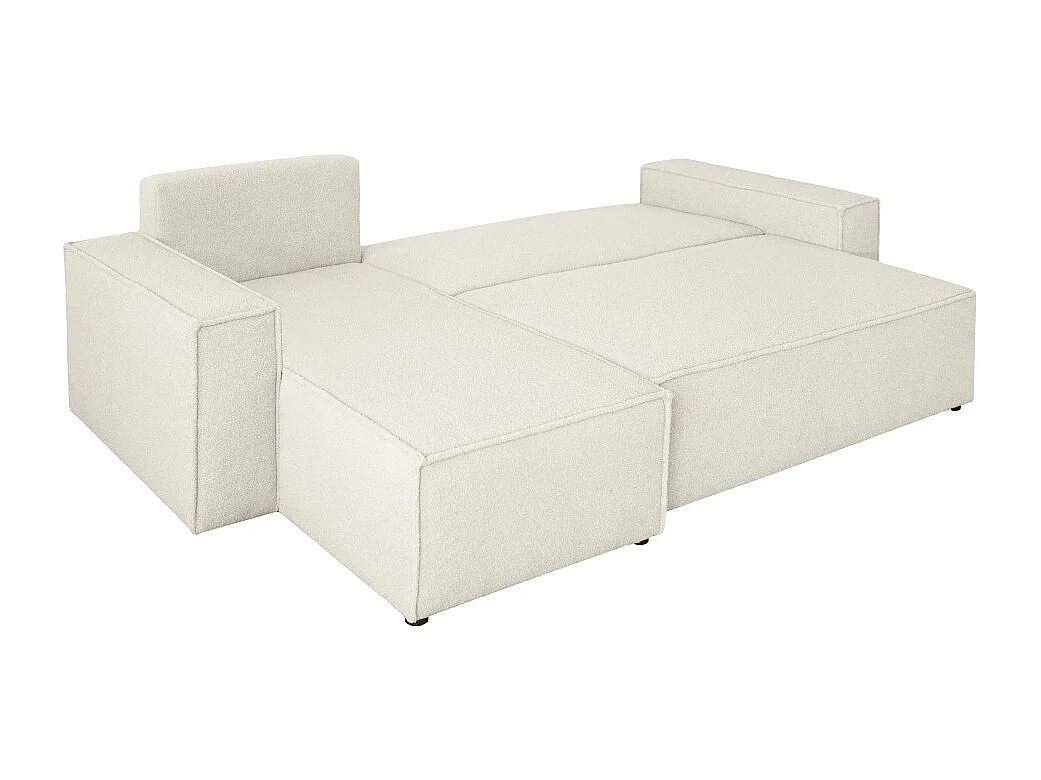 Canapé FARAH d'angle réversible et convertible 4 places en tissu bouclette - Blanc