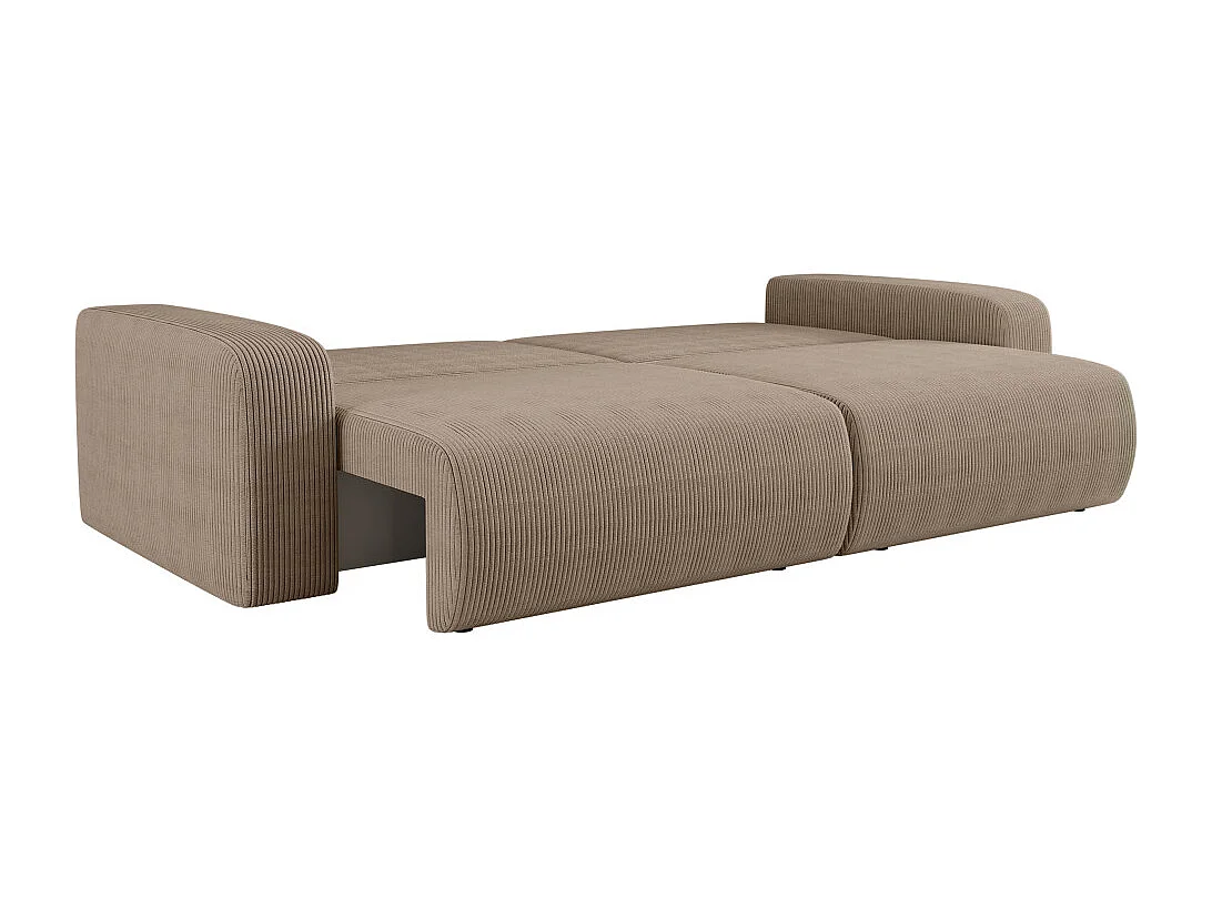 Canapé droit 3 places ALYA convertible en velours côtelé - Taupe