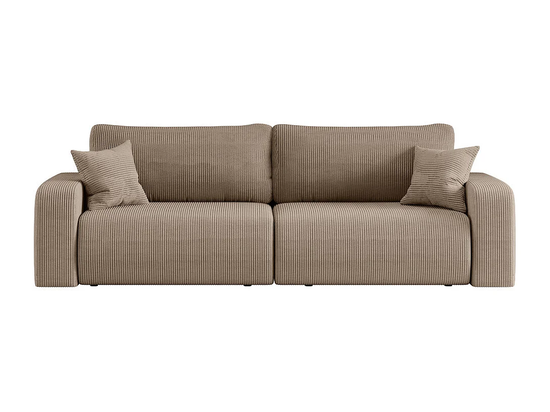 Canapé droit 3 places ALYA convertible en velours côtelé - Taupe