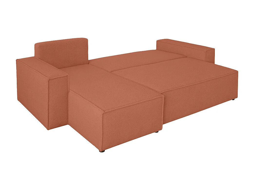Canapé FARAH d'angle réversible et convertible 4 places en tissu bouclette - Terracotta