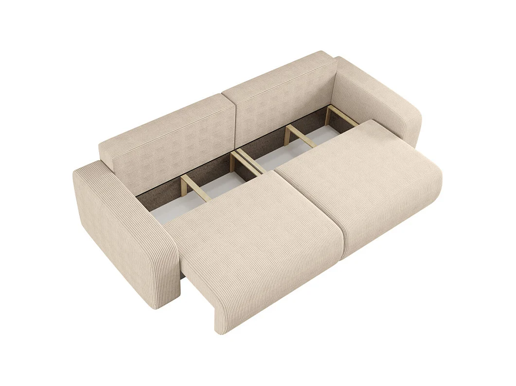 Canapé droit 3 places ALYA convertible en velours côtelé - Beige