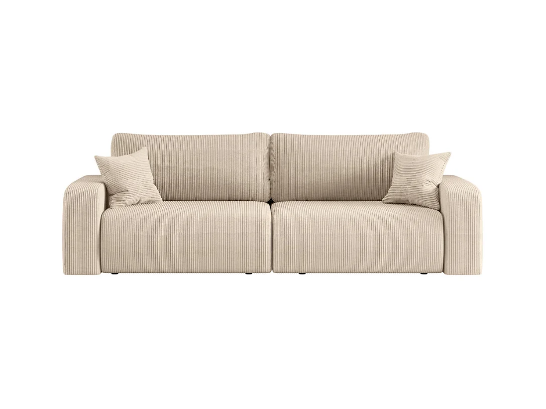 Canapé droit 3 places ALYA convertible en velours côtelé - Beige