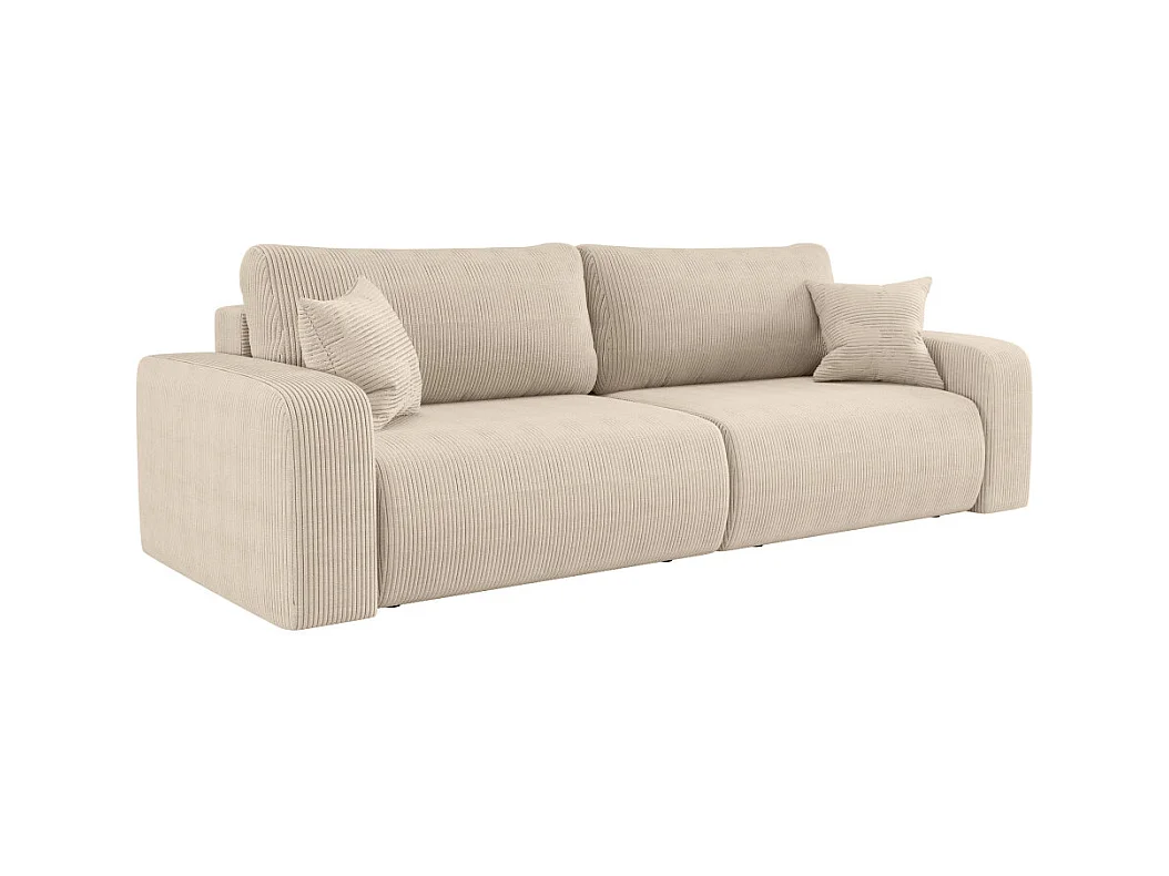 Canapé droit 3 places ALYA convertible en velours côtelé - Beige
