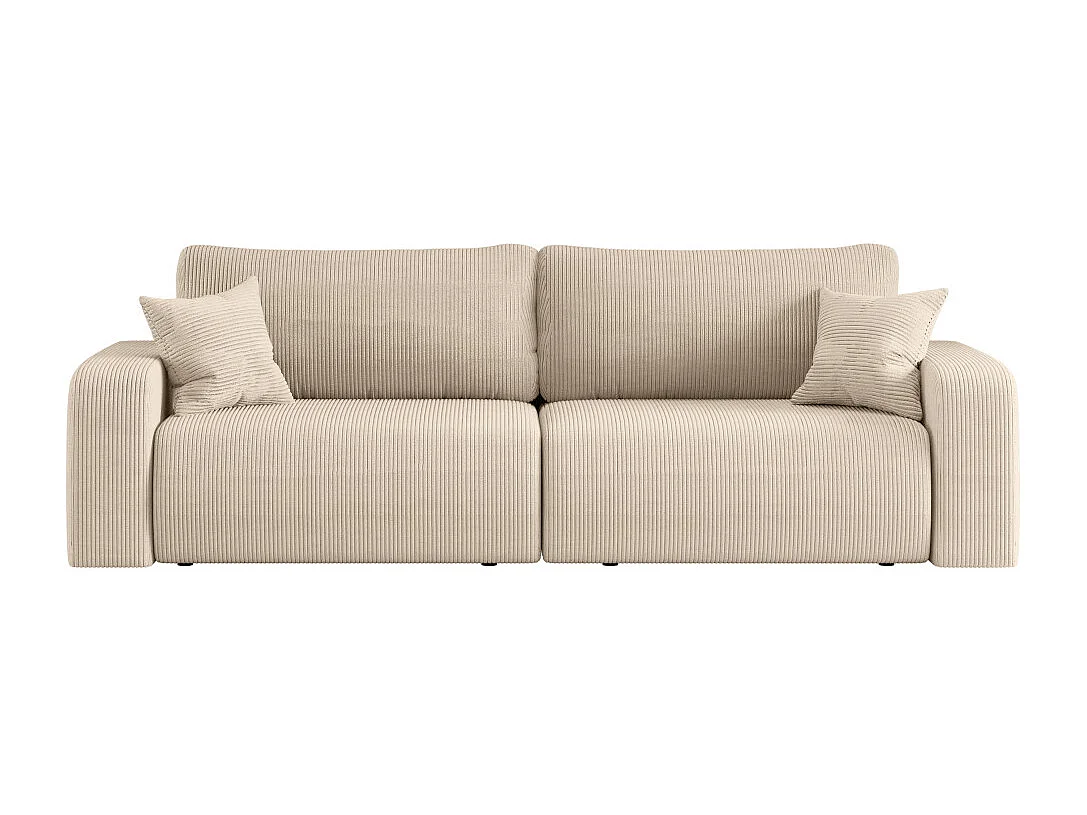 Canapé droit 3 places ALYA convertible en velours côtelé - Beige