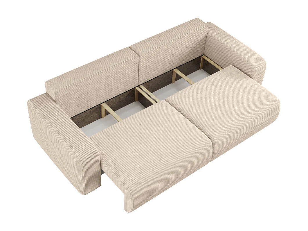 Canapé droit 3 places ALYA convertible en velours côtelé - Beige
