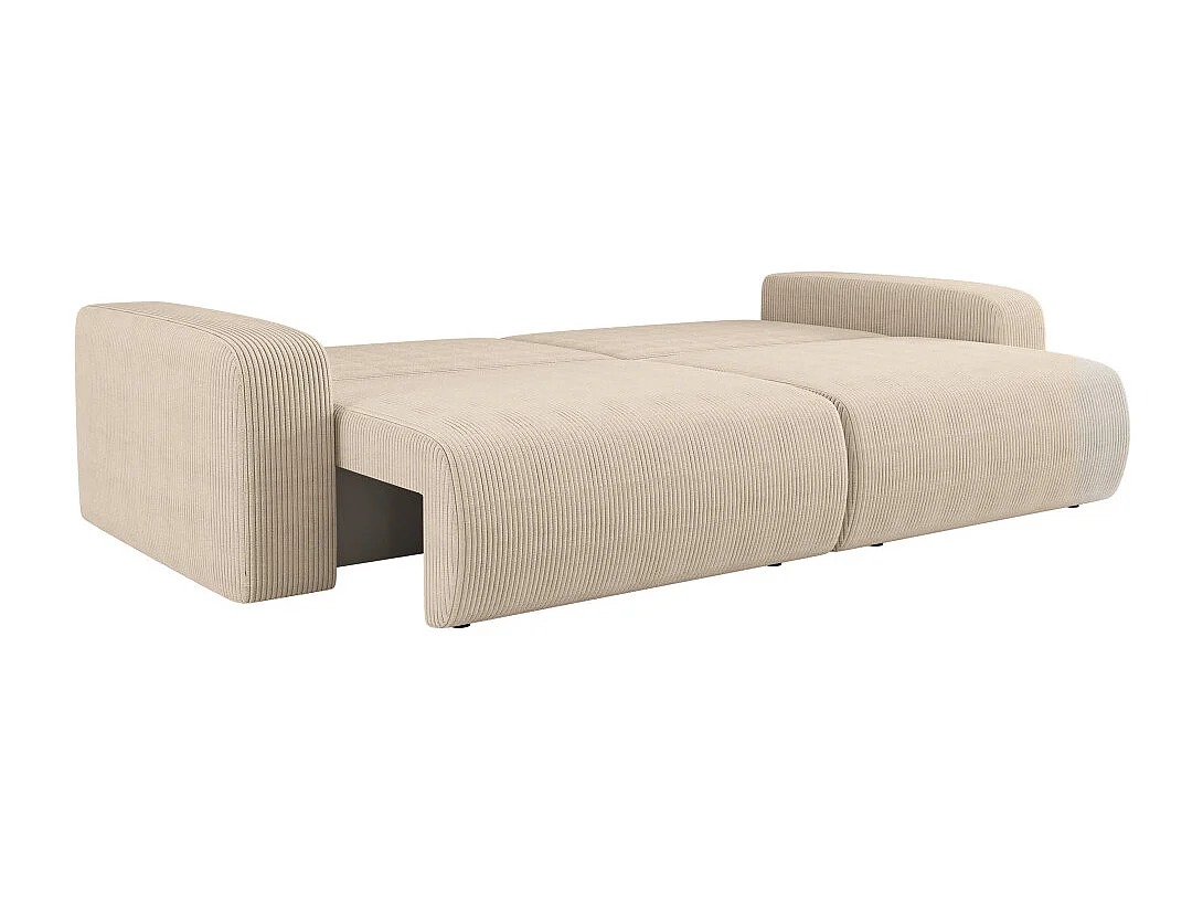 Canapé droit 3 places ALYA convertible en velours côtelé - Beige