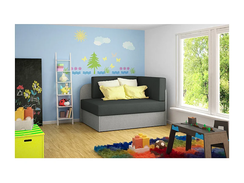 Chauffeuse/Lit enfant ZAYAH en tissu - Gris anthracite