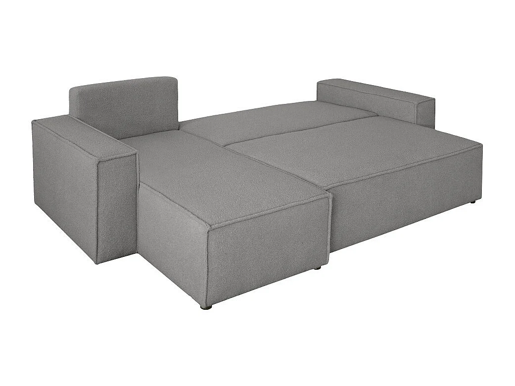 Canapé FARAH d'angle réversible et convertible 4 places en tissu bouclette - Gris