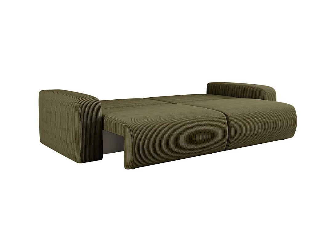 Canapé droit 3 places ALYA convertible en velours côtelé - Vert kaki